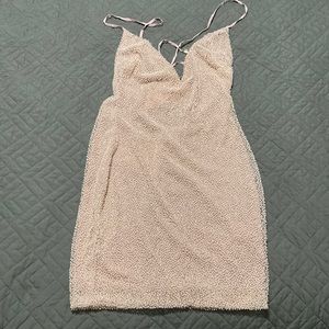 Pink sequin sexy cut out mini dress